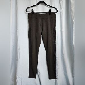 High Rise Full-length Leggings w/ Mesh & Pockets in Black - Size XL